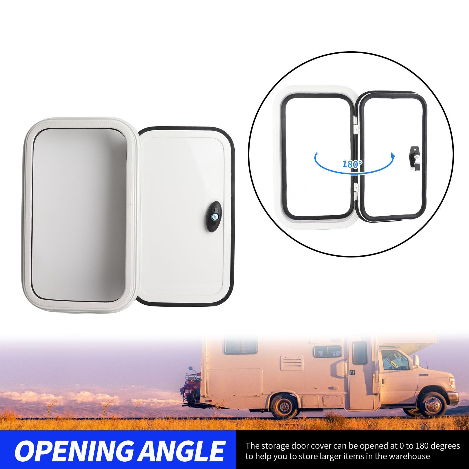 Wohnmobil-Gepäcktür, 500 X 300 Mm Rahmen aus Aluminiumlegierung mit ASA-Sandwichplatte und Rostfreier Aufbewahrungstür mit Sicherheitsschloss, für Wohnmobil-Anhänger, Wohnmobil