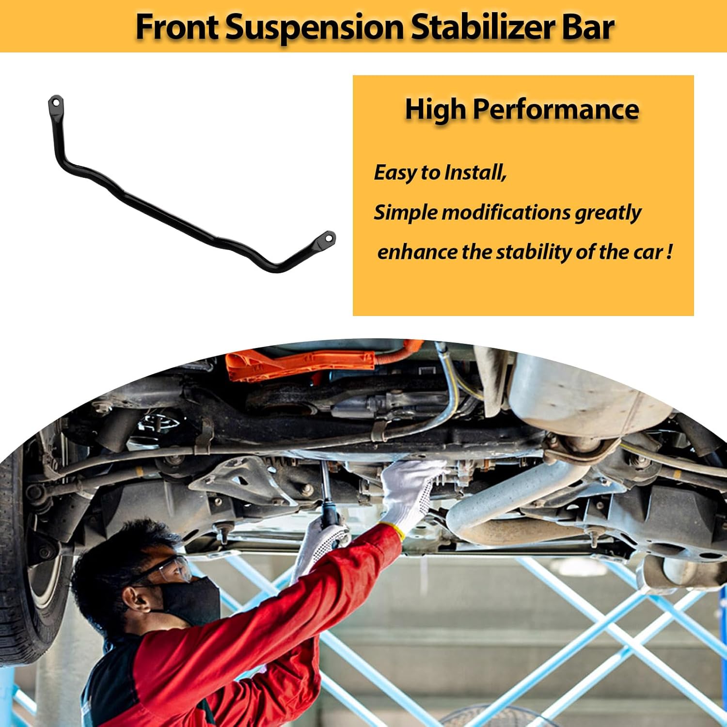 OLLEN Front Suspension Stabilizer Bar, Steel Metal Front Sway Bar, Compatible with Dodge Ram 1500 4WD 2009-2010, for Ram 1500 4WD 2011-2018, for Ram 1500 Classic 2019-2022 4WD, Replace# 55398938AC
