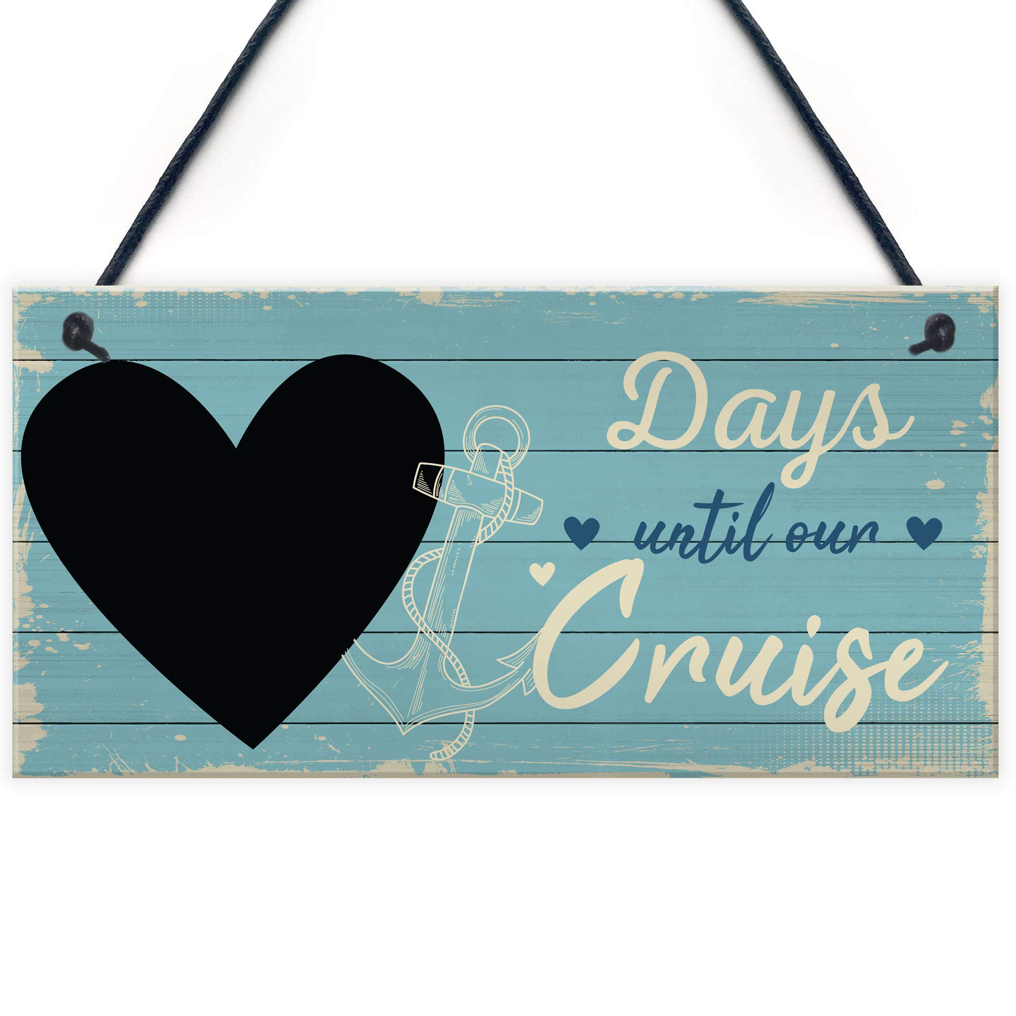 RED OCEAN Holiday Countdown CHALKBOARD Sign Days Until Our Cruise Home Decor