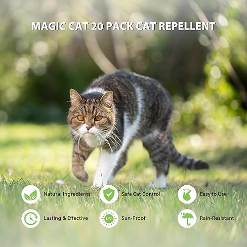 Miniatura 4 de MAGIC CAT Repelente para gatos al aire libre, paquete de 20 unidades de aceite de menta natural repelente de gatos para interiores y mascotas,