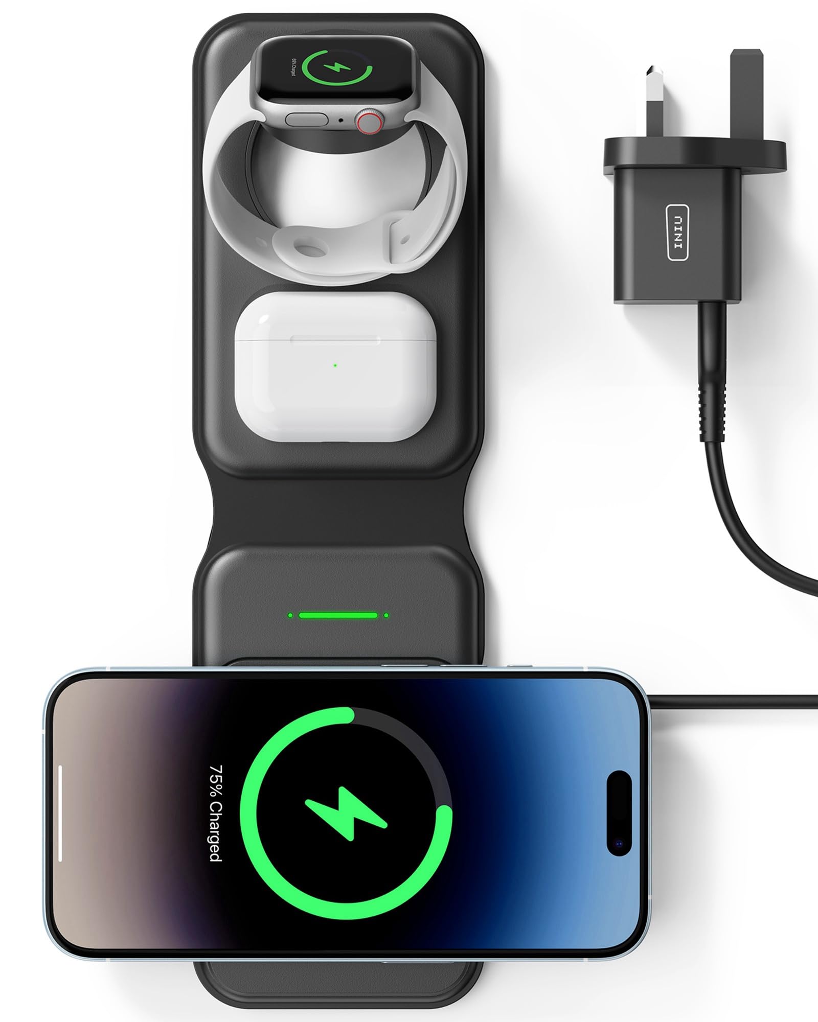 INIU 3-in-1 MagSafe Wireless Charger for iPhone Apple Watch AirPods Foldable