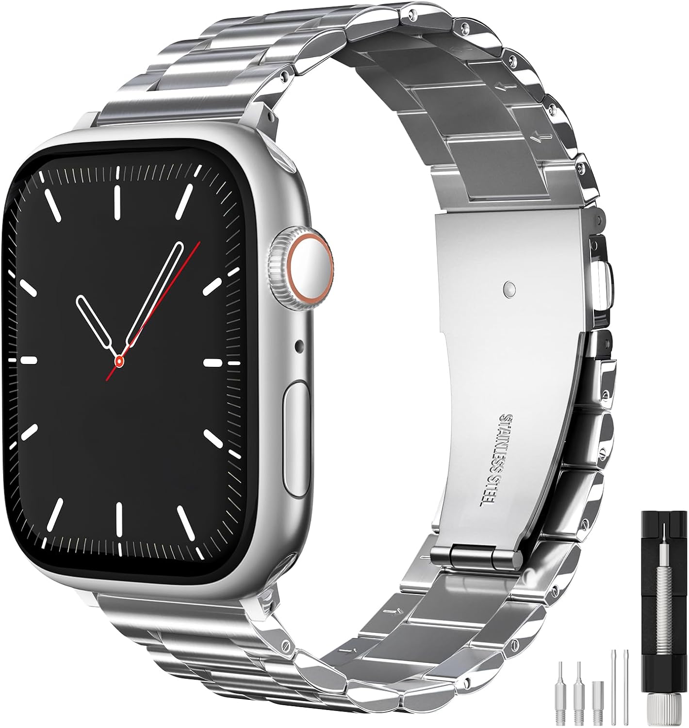 Metal Band Compatible with Apple Watch Bands for Men 49mm 46mm 45mm 44mm, Stainless Steel Strap for iwatch Bands Ultra 3 2 SE 3 2 Series11 10 9 8 7 6 5 4 3 2 1 Business Casual Fashion