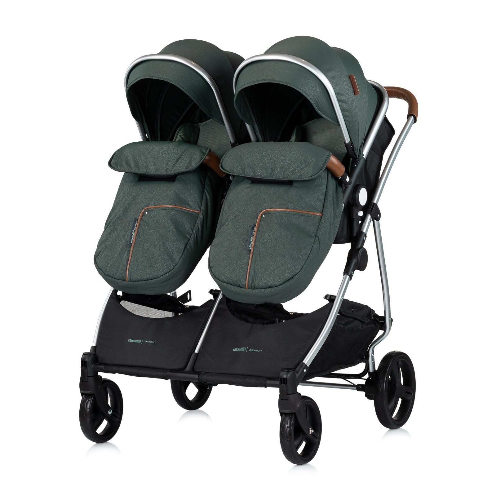DUO SMART - Cochecito gemelos o niños juntos, ancho 79 cm, color verde sin acogedor