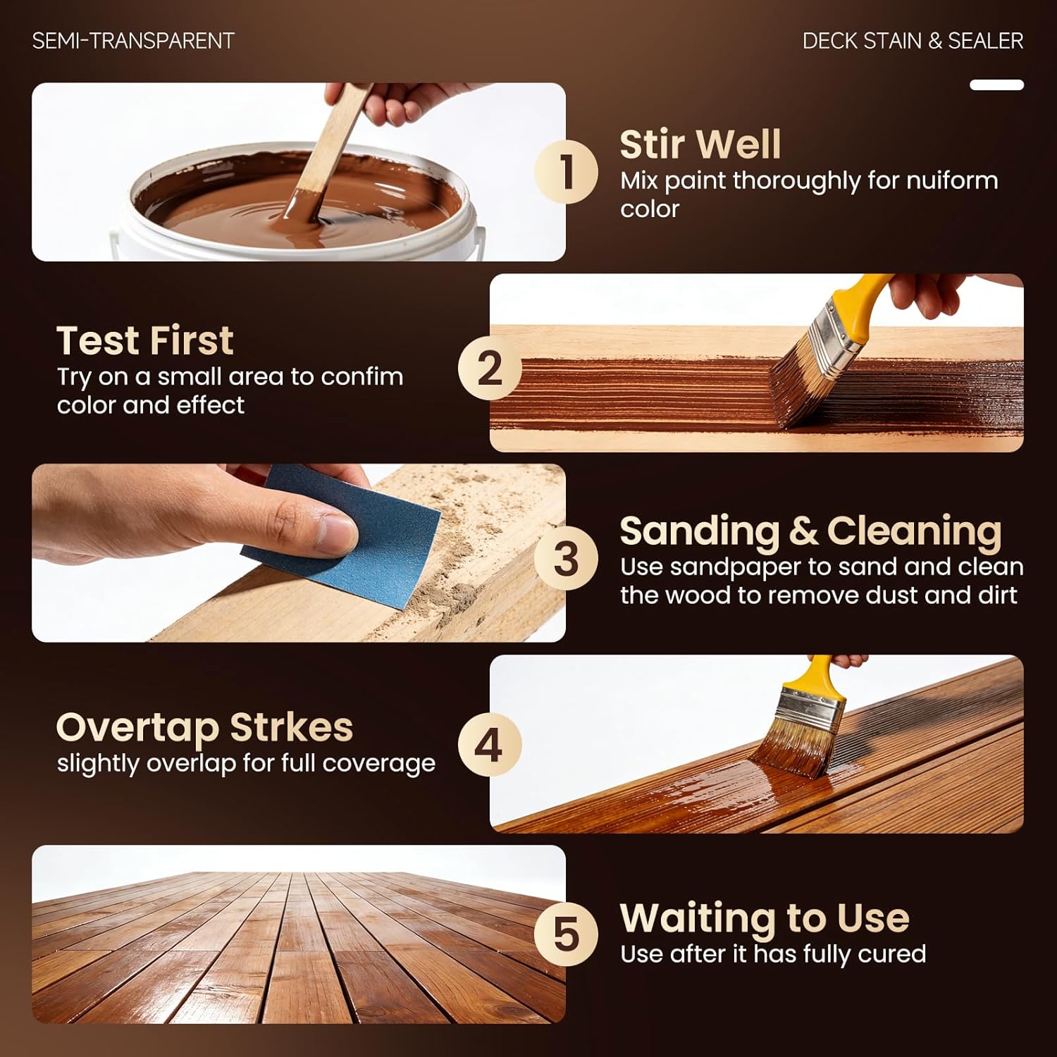 DWIL Water Based Wood Stain, Semi-Transparent Outdoor Wood Stain and Sealer in One, Fast Drying, Non-Toxic, Low Odor, Waterproof and Weather Resistant for All Wood Surfaces (32Oz Peach Wood)