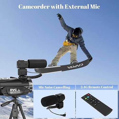 Miniatura 5 de VETEK Cámara de video, videocámara 8K 48MP UHD WiFi Vlogging Cámaras para YouTube 18X Zoom digital IR Visión nocturna Cámara de pantalla táctil de