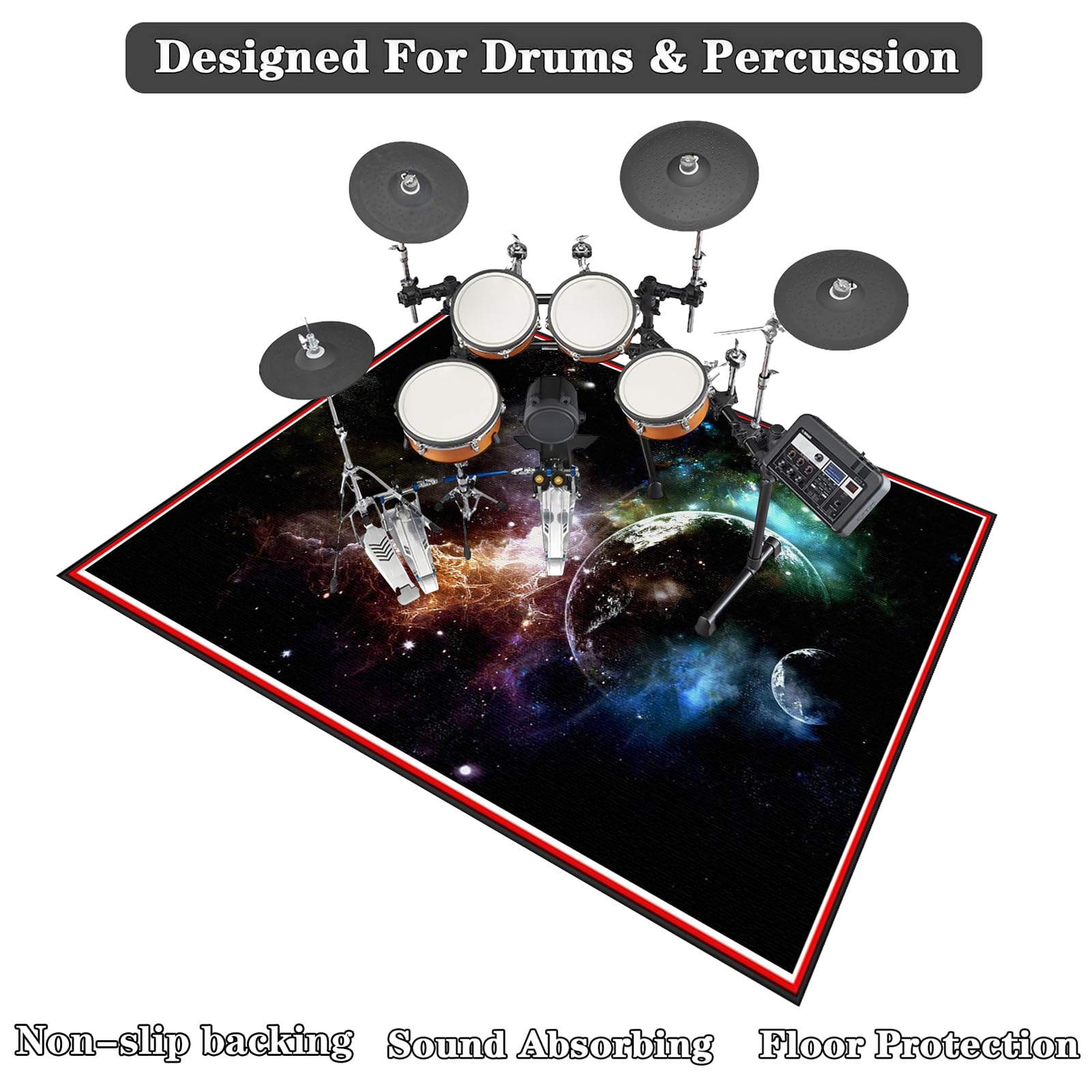 200 x 180 cm Dywan z baterią elektroniczną, maty akustyczne, dźwiękoszczelna mata, mata bębnowa do bębna akustycznego bębna i instrumentów muzycznych dźwiękoszczelny koc bębnowy