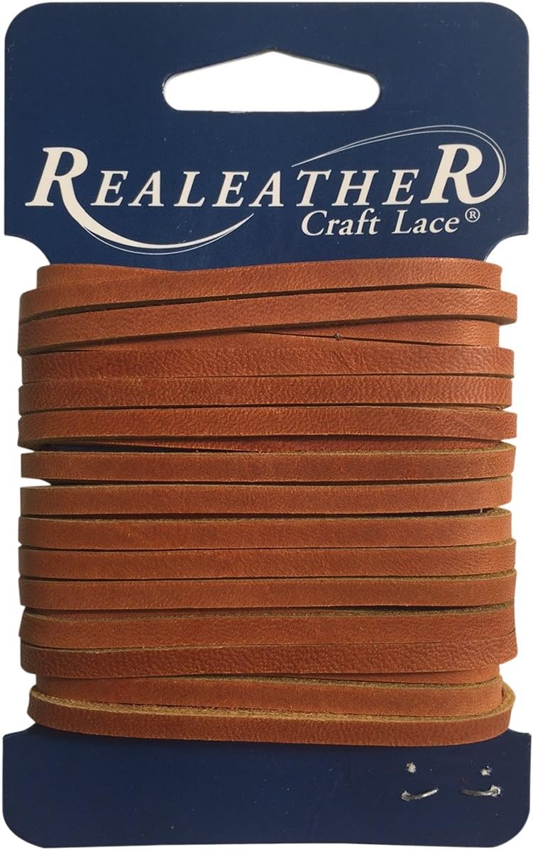 Realeather Crafts ROC040260 Chieftain 1.25" x 4 yd Leather Latigo Lace.125" Carded, Brown