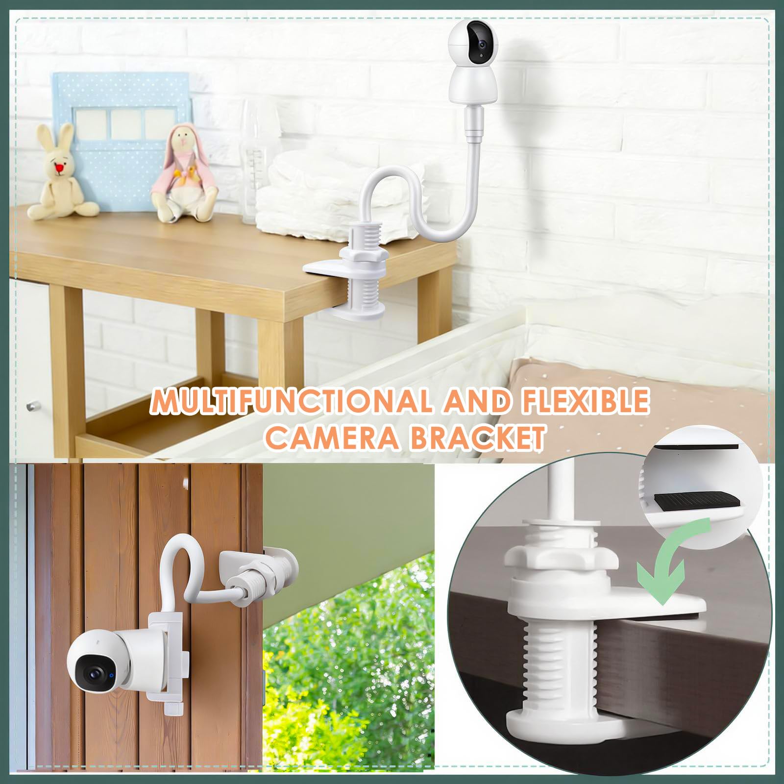 Soporte para monitor de bebé, soporte para cámara, soporte para teléfono móvil, compatible con la mayoría de monitores de bebé (estilo B) — view 7