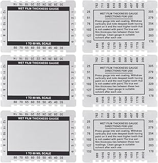 Wet Mill Gauge for Paint Wet Film Thickness Gauge Comb Stainless Steel Mil Gauge, 1-80 Mil Scale Dual Scale for Resins Measuring (Pack of 6)
