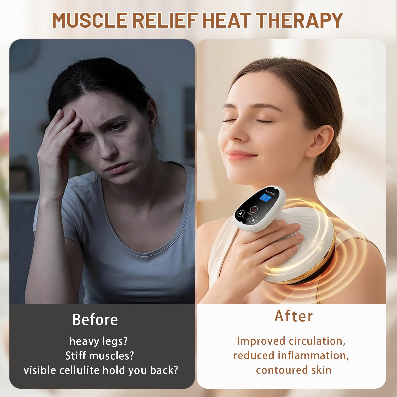 Cellulite Massagegerät, Elektrisch Schröpfgerät Gua Sha Anti Cellulite Massager, Vakuum Massagegerät mit 9 Saugstufen & Wärme für Straffung Bauch, Taille, Arme & Beine