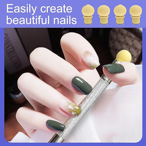 Miniatura 7 de 8 esponjas de uñas, herramienta de uñas de punta francesa con un bolígrafo, 4 cabezas y 3 cuñas de esponja, esponja degradada de uñas, cepillo de