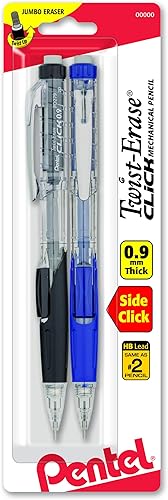 Lápiz automático Pentel Twist Erase Click con 2 borradores de repuesto y minas, 0.01 pulgadas, barriles surtidos, Variados Paquete de 2