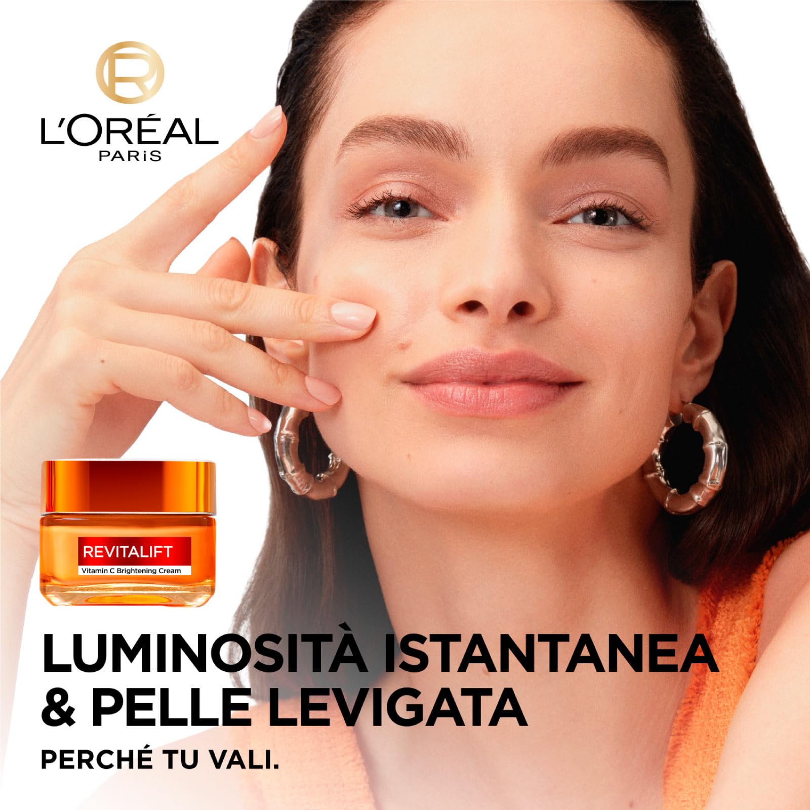 L'Oréal Paris Rozjaśniający krem do twarzy, odpowiedni do skóry wrażliwej, wygładzający i wyrównujący, miękka i elastyczna skóra, z witaminą C i kwasem salicylowym, Revitalift, 50 ml