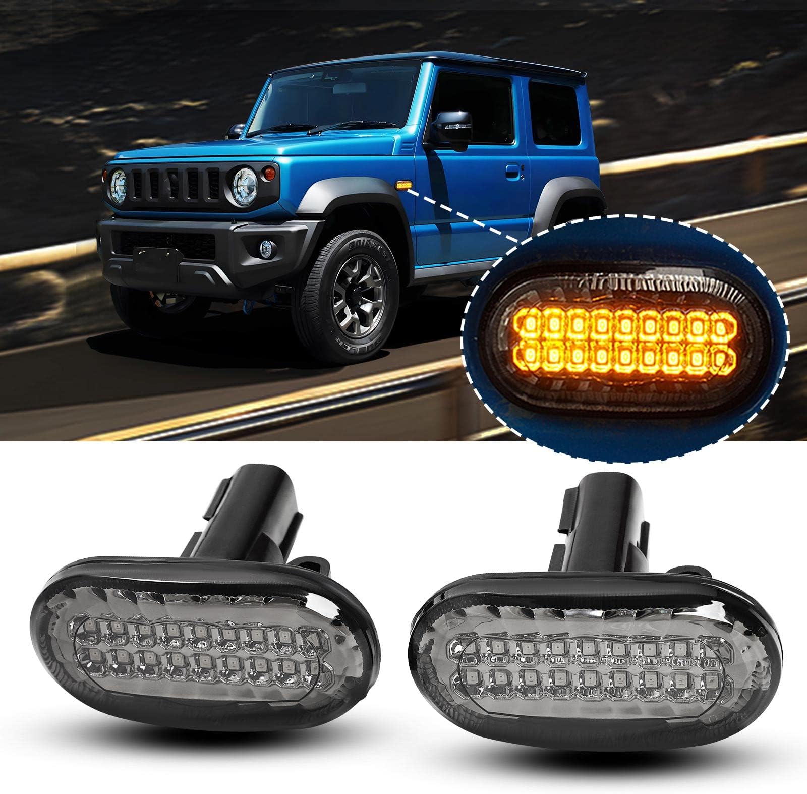 Mixsuper LED Side Marker Lights for Suzuki Jimny JB74W/JB64 2018-2023 Turn Signal Indicator Lights Bulb Waterproof LED Update Replacement Kits