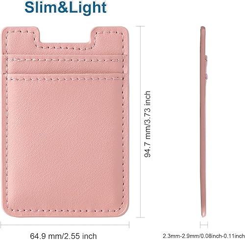 Miniatura 2 de Cartera para teléfono adhesiva, paquete de 2 tarjeteros para la parte posterior de la funda del teléfono, soporte de cuero para tarjetas de crédito