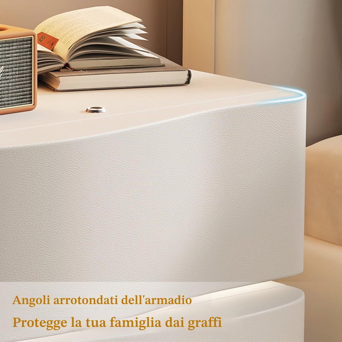 Comodino con Cassetti in Legno, Comodino A LED, Comodino Bianco, Comodini Camera da Letto Moderni, Comodino Moderno con Contenitore, Comodino Camera da Letto.(Brown,40 * 43 * 43CM)