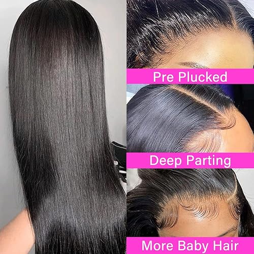 Miniatura 3 de Pelucas de cabello humano lacio 4x4 para mujer, pelucas de cierre de encaje HD, 180% de densidad, pelucas sin pegamento, pelucas de cabello humano