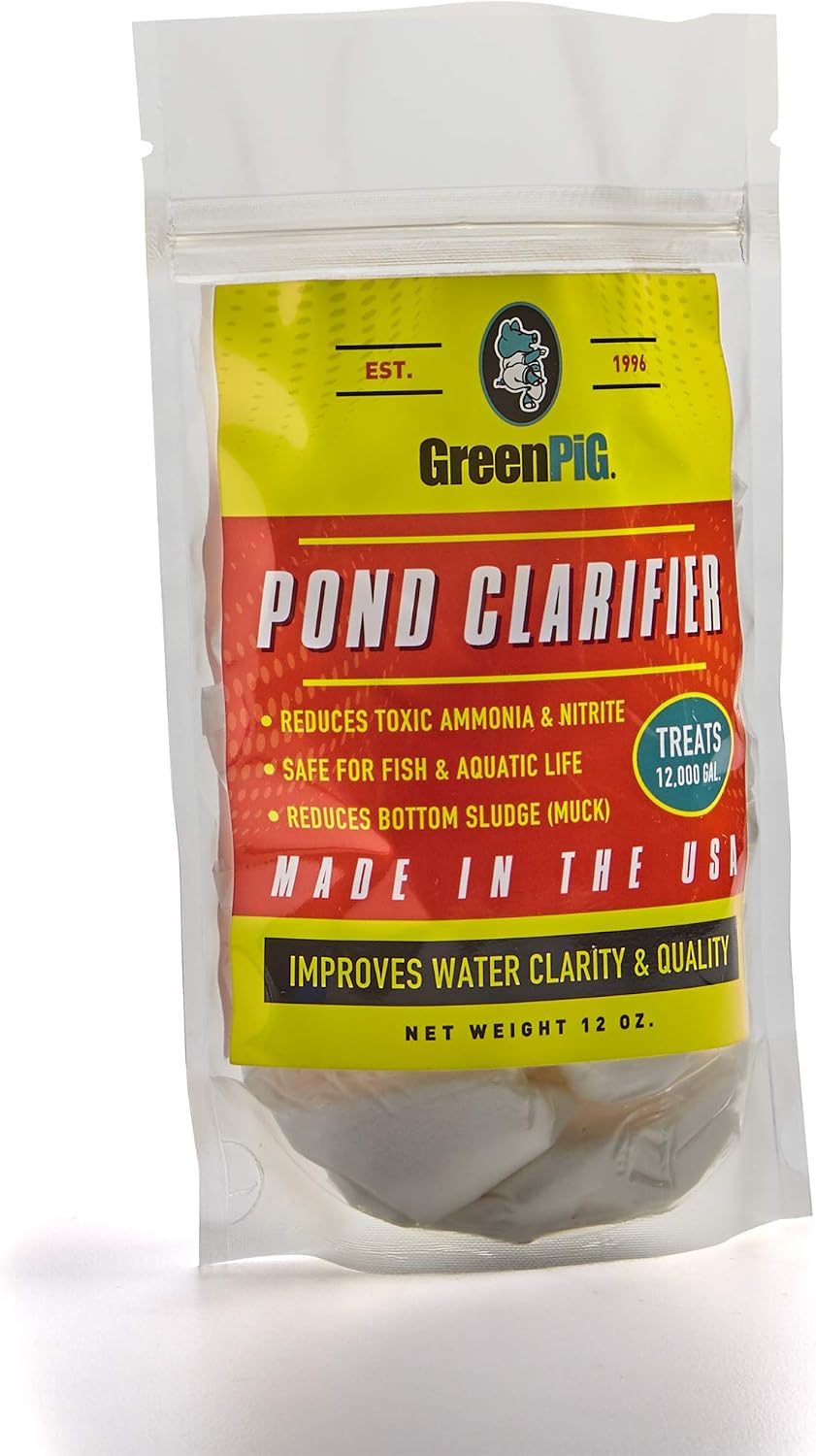 Green Pig Pond Treatment Reduces Bottom Sludge, Improves Water Clarity, Safe for Aquatic Life, 1 Bag Dissolvable Packets