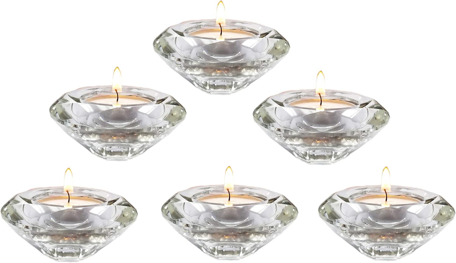 Votive Candle Holders,Crystal Candle Holders,Glass Candle Holdersfor Table Centerpiece,Set of 6