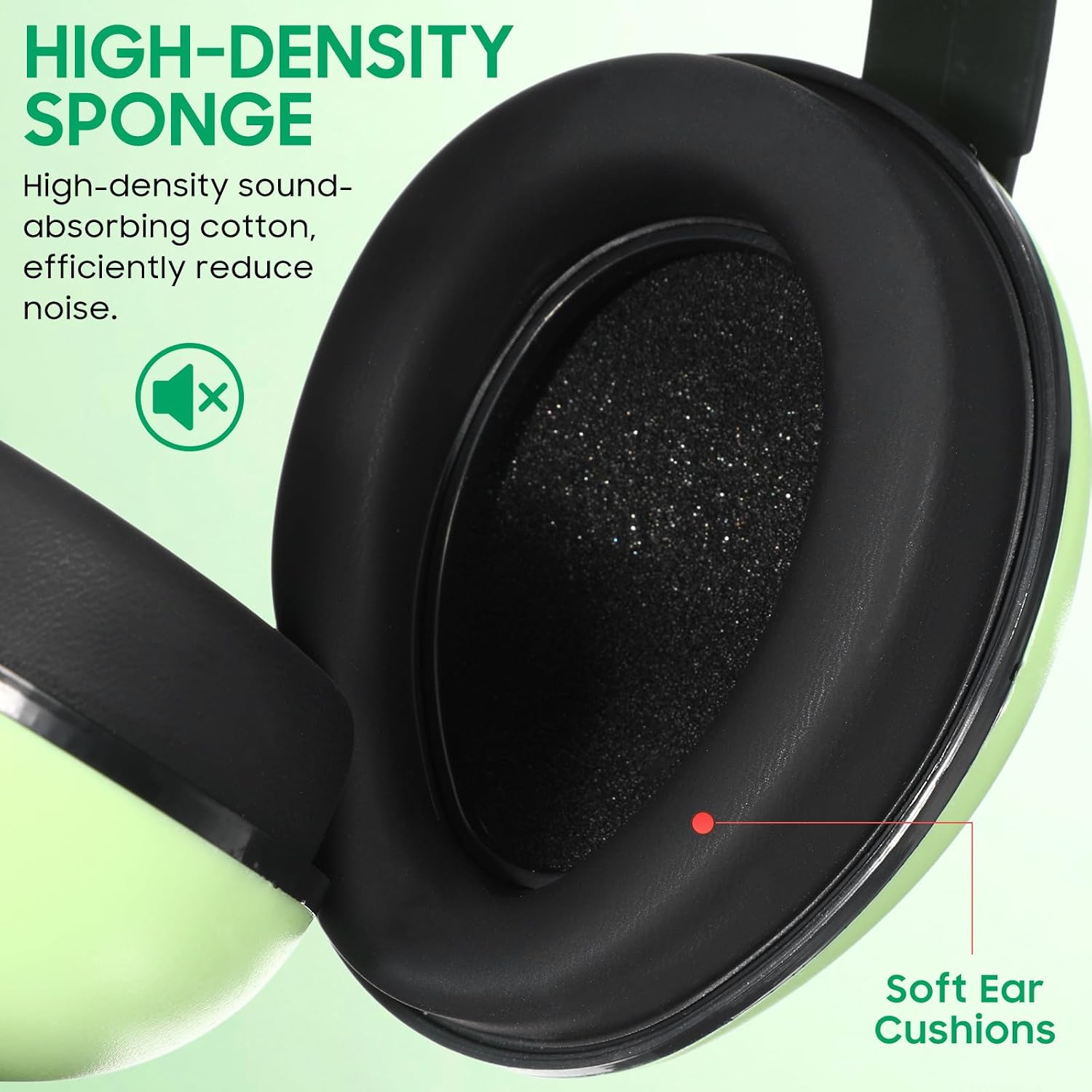 Toddmomy Adjustable Noise Cancelling Ear Muffs in Matcha Green Soundproof Headphones for Noise Reduction Comfortable Ear Protection for Learning Sleep and Relaxation