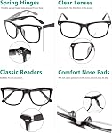Eyekepper Women Men Reading Glasses Square Large Lenses Reader Spring-Hinges Eyeglasses