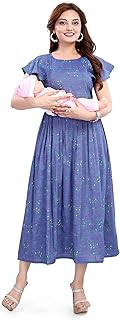 mom&bae Women's Printed Flared Maternity Feeding Dresses, Feeding Kurti with Zip-picture-31