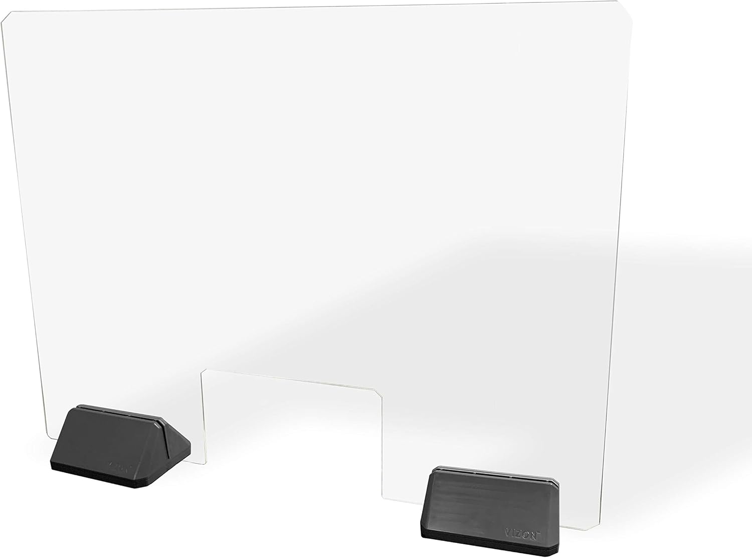 VIZON Sneeze Guard for Counter, Reception, Strong Lightweight Cough Barrier Table Divider Panel Clear Transparent 30" X 24" : Office Products