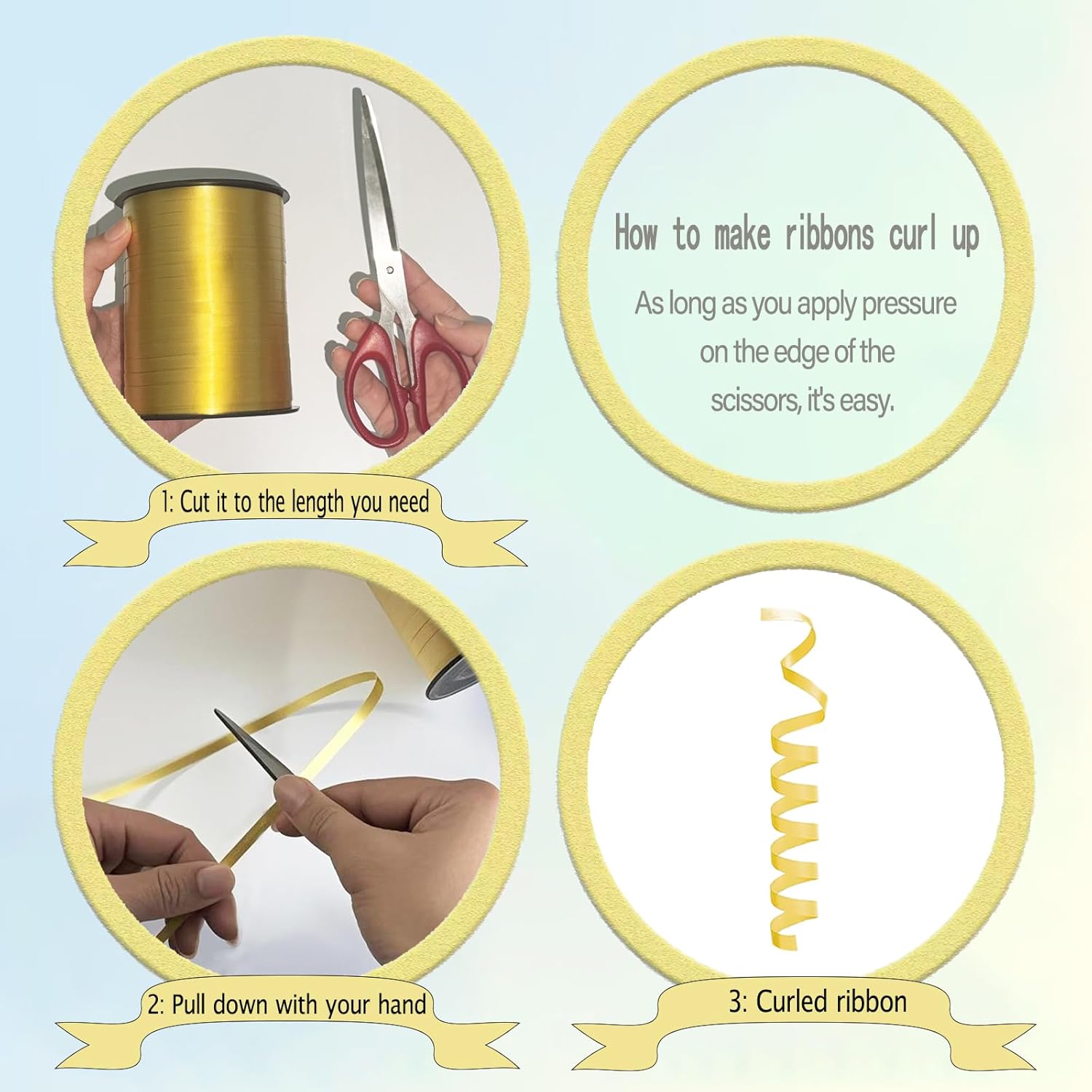 Gold Curling Ribbon,500 Yards Ribbons for Crafts,1/5 Inch Ribbon,Balloon String, Party Decoration,Ribbons for Florist Flower Bows for Graduation Supplies - Image 3