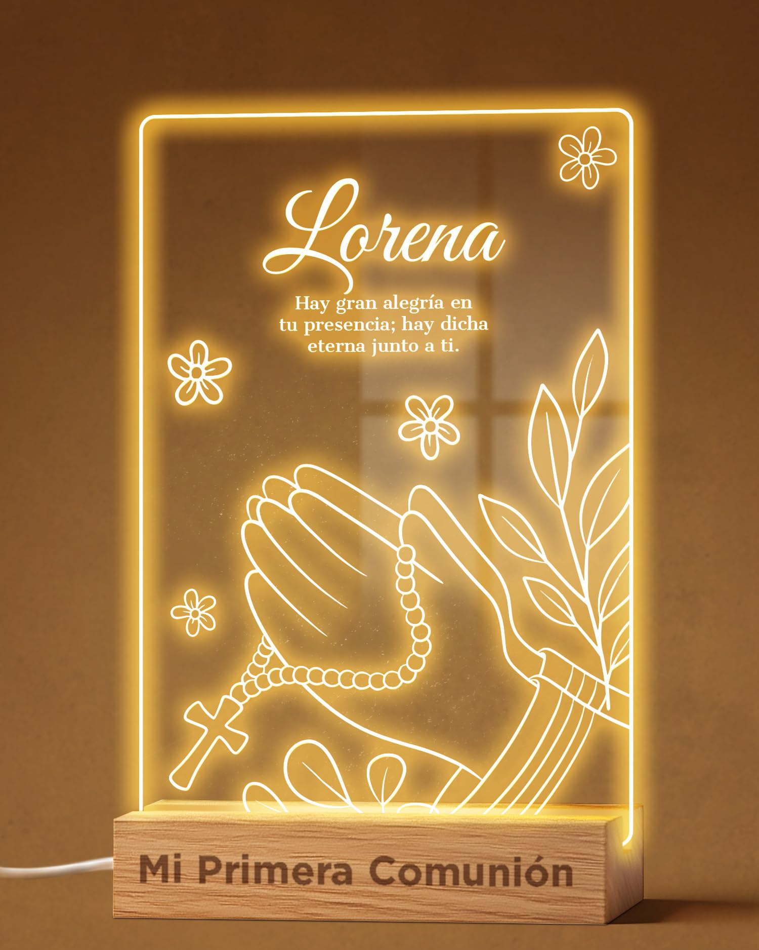 Panorama Lámpara Infantil Personalizada de un Rosario - Placas Decorativas con tu Foto - Luz Nocturna LED para Mesita de Noche - Regalos Primera Comunion Niño y Niña Personalizado y Originales