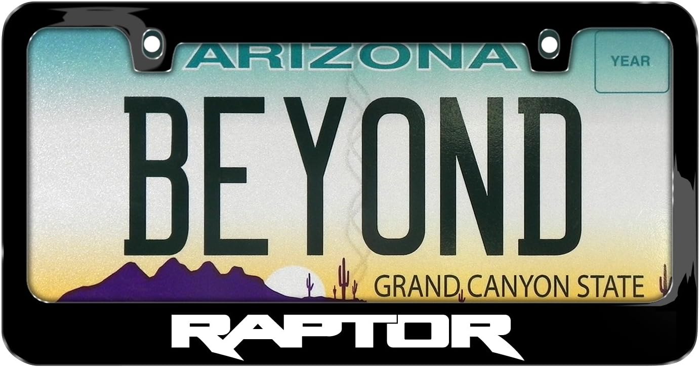 iPick Image for Ford F-150 Raptor UV-LED Printed American-Made Black Metal License Plate Frame