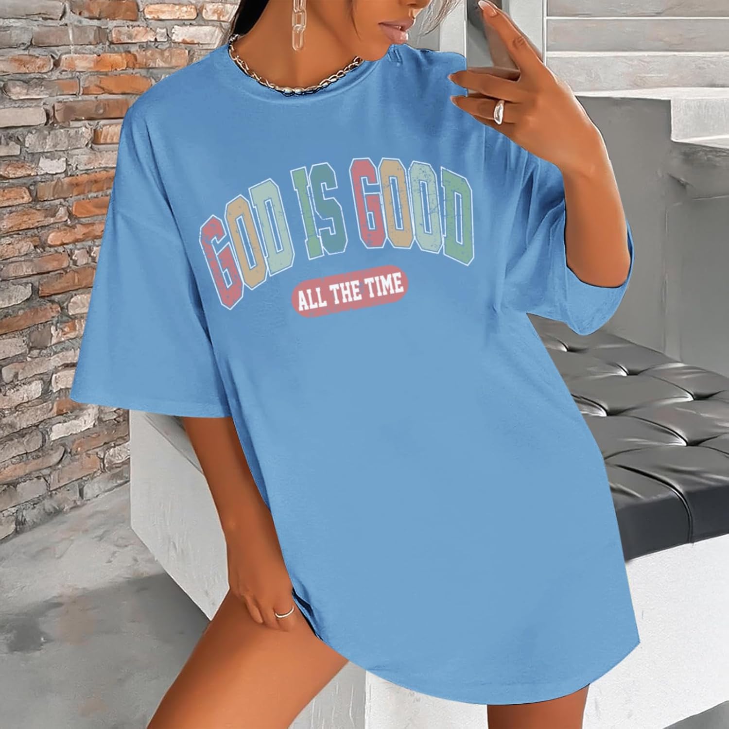 Christian Shirts for Women Oversized God is Good Shirt Religious Jesus Faith Inspirational Tshirt Bible Verse Tee Top - Image 3