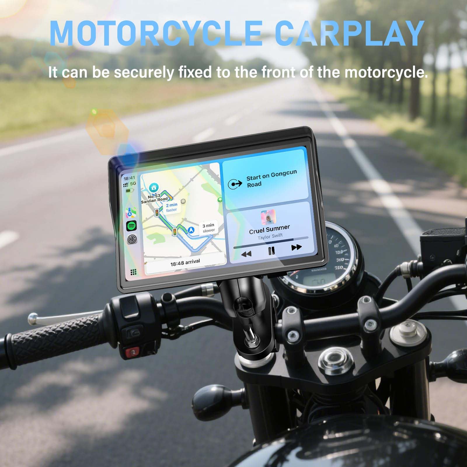 CarPlay Moto para Kawasaki W 175 2018-2024, Pantalla Táctil Portátil con Navegador GPS Conectividad Inalámbrica para Viajes en Motocicleta