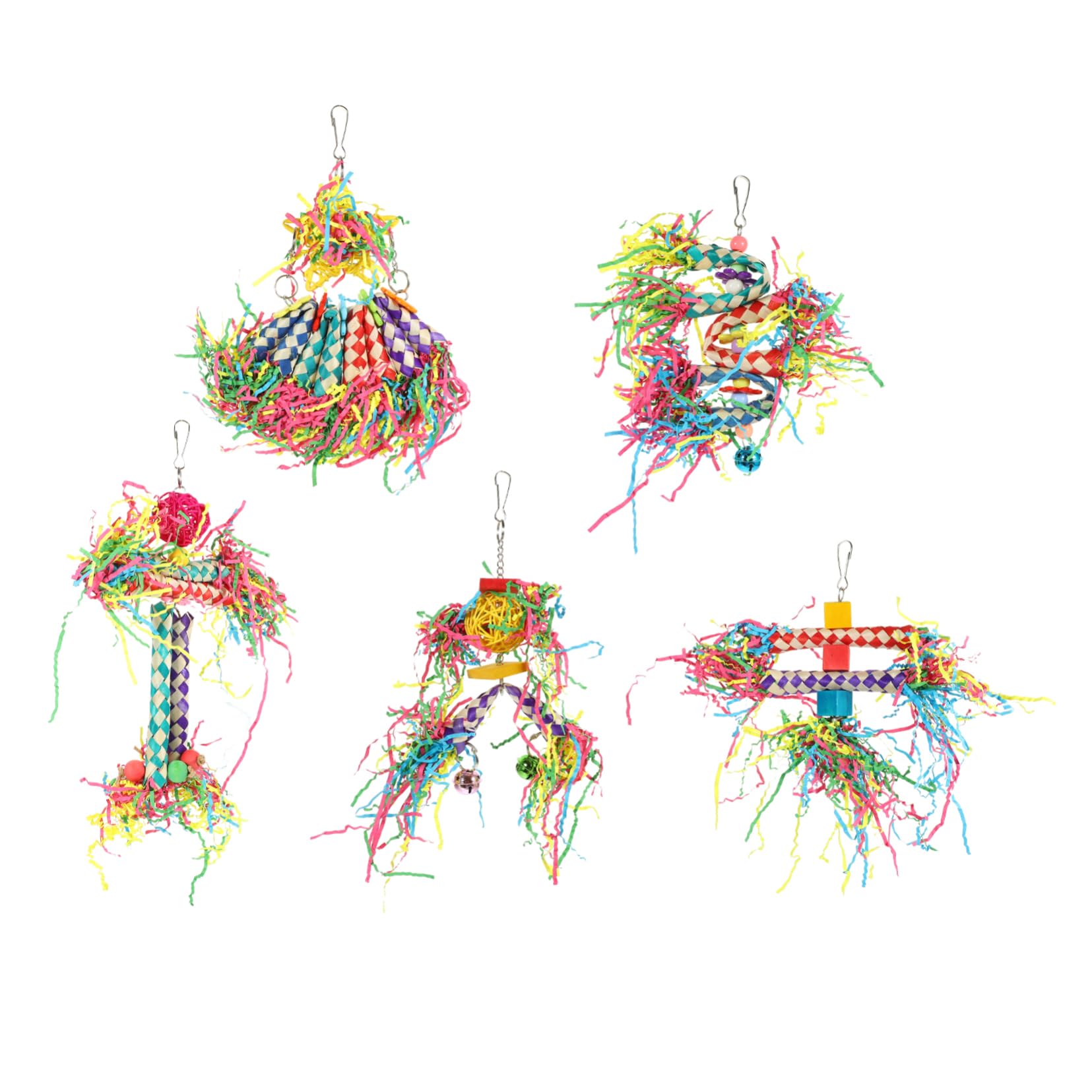 Beavorty 2ensembles Jouets Suspendus à Mastiquer pour Oiseaux Accessoires De Tube Tressé pour Perruches Et Perroquets pour Éviter Ennui Et Oiseaux