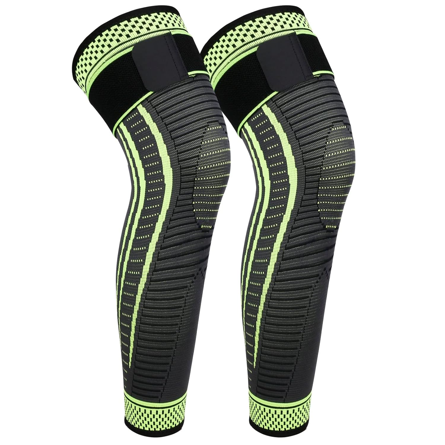 Full Leg Compression Sleeves 2 Pack anti Sliping Ventilation Long Knee