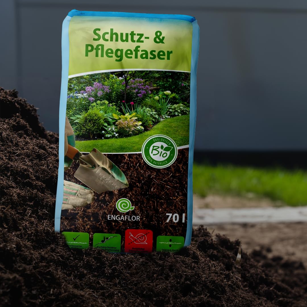 Bio Schutz- & Pflegefaser - torffrei, geruchsneutral, gerbsäurefrei, Mulch und Abdeckfaser für den Garten 70l Sack