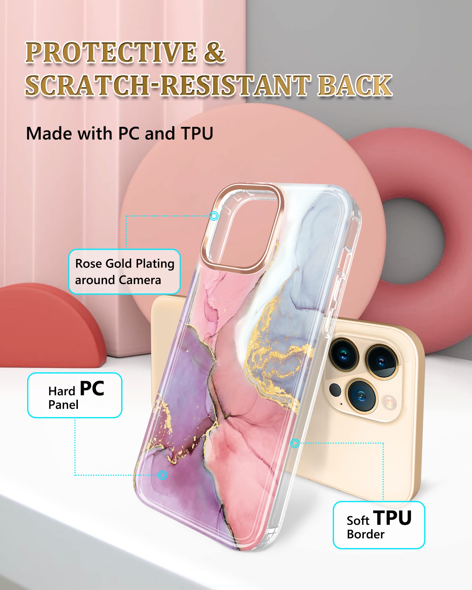 JIAXIUFEN Galaxy S20 Case Gold Sparkle Glitter Marble Slim - View #4