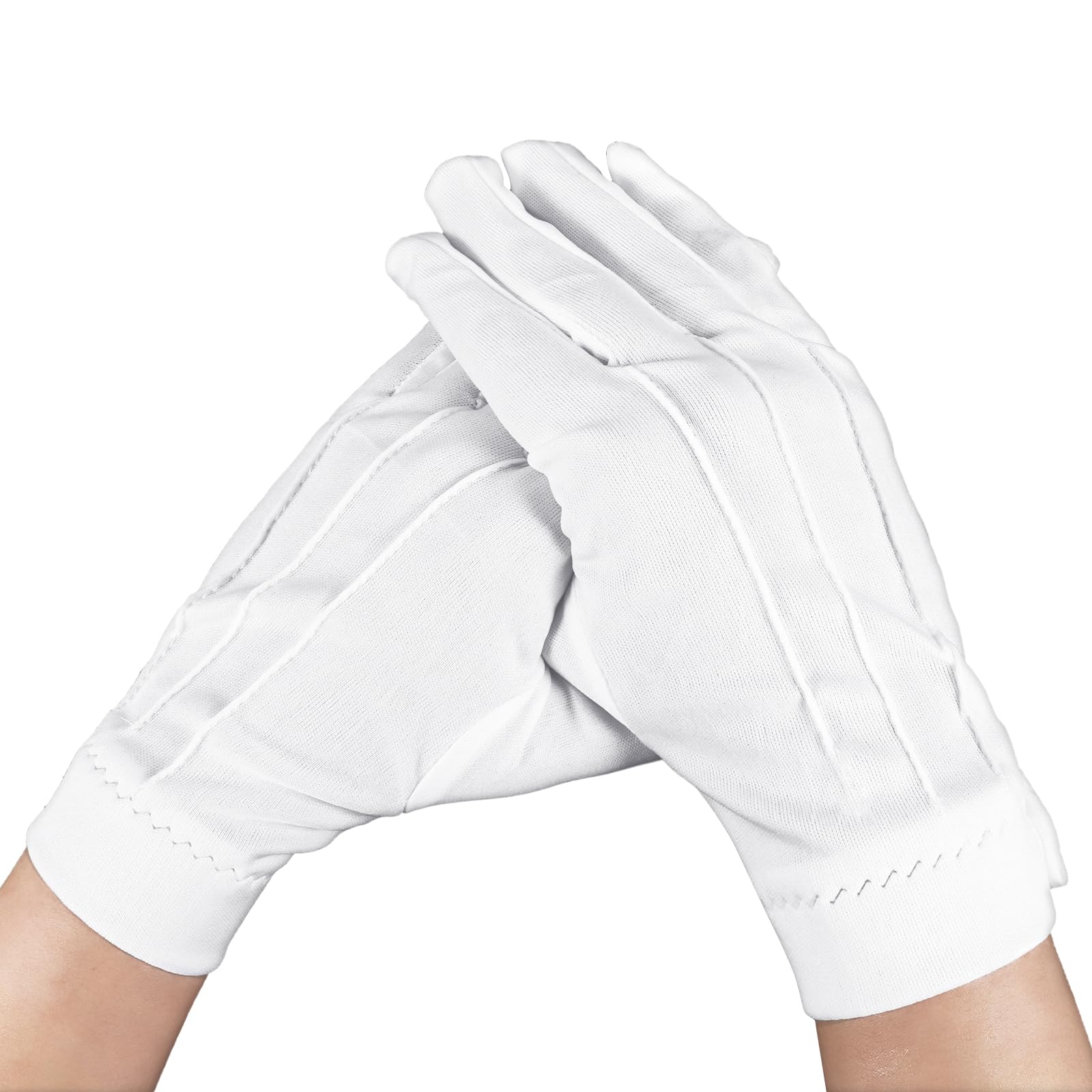 MaborWhite Gloves Costume Women Men Gloves with Grip Non-Slip Gloves Parade Gloves Formal Marching Uniform Gloves Costume Uniform Police Gloves with Snap Cuff(1 Pairs)