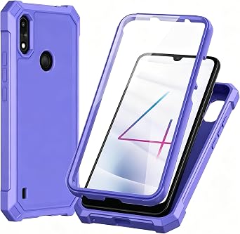 Compatible with Gabb Phone 4 Case with Screen Protector,Full Body Protection Front PC Back Soft Silicone Bumper,Heavy Duty Protection Shockproof Phone Case Compatible with Gabb Phone 4 Purple