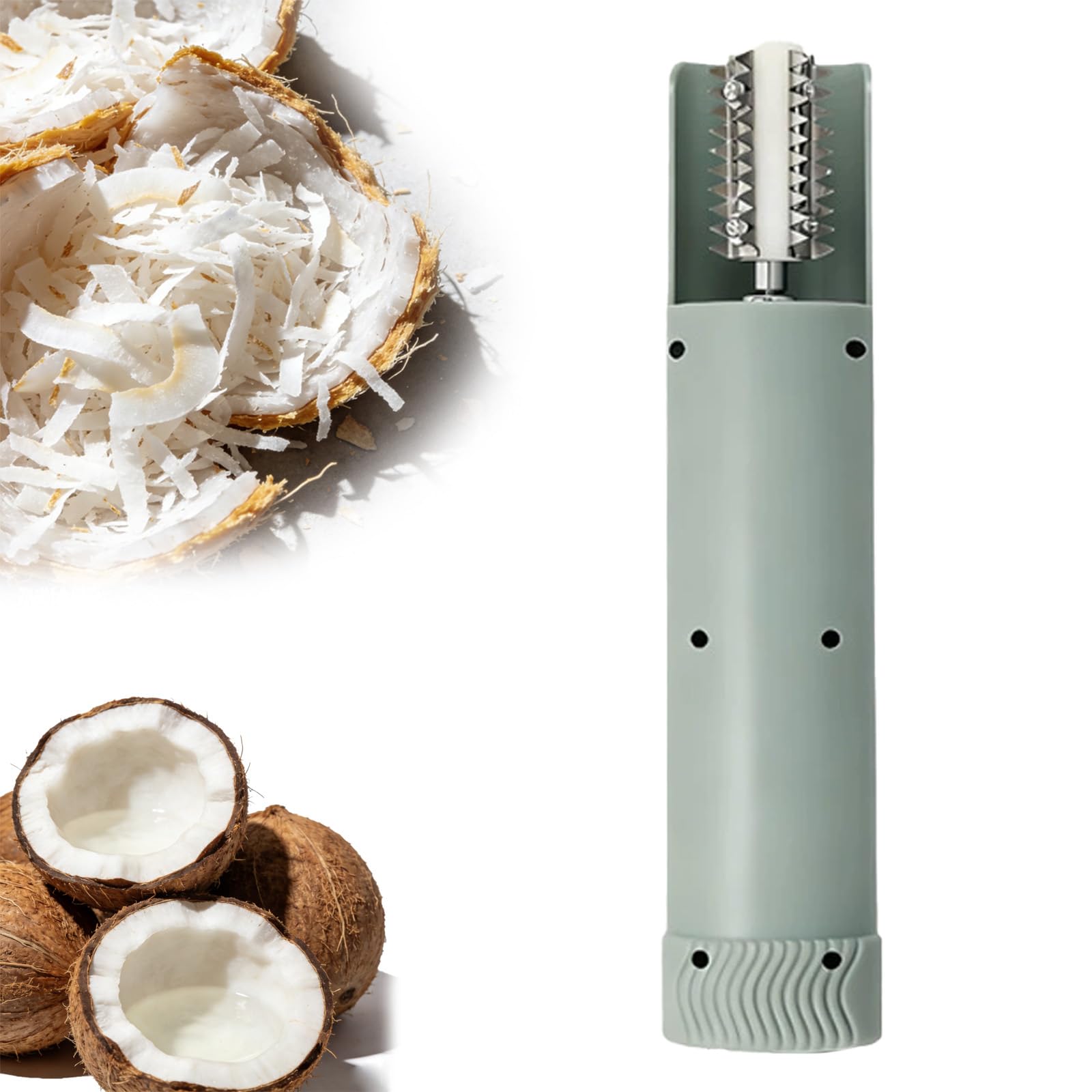 Electric Coconut Grater Machine, Portable Handheld Coconut Scraper Peeler Shredder, Simple Cleaning, Effortless One-Touch Grater for Home Kitchens and Small Bakeries (GREEN)