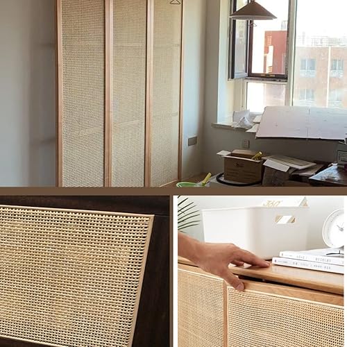 Miniatura 3 de homeemoh Caña de malla pretejida de 15.7 x 39.4 in de plástico de ratán para reparación de papel de repuesto