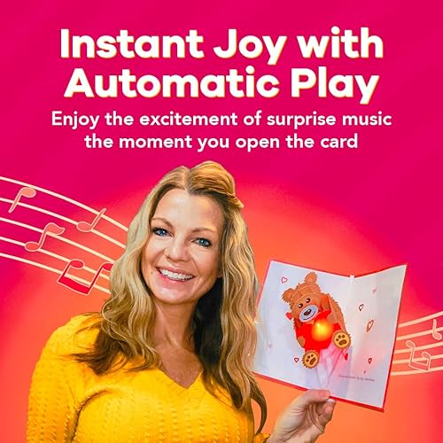 Miniatura 3 de 100 GREETINGS Teddy Bear - Tarjeta desplegable para el día de San Valentín con luces y música, reproduce "Still the One", tarjetas románticas del