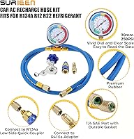 Vista 3 de Kit de manguera de recarga R134A R12 R22 con calibre, kit de manguera de carga de refrigerante de CA de 51 pulgadas con válvula de grifo