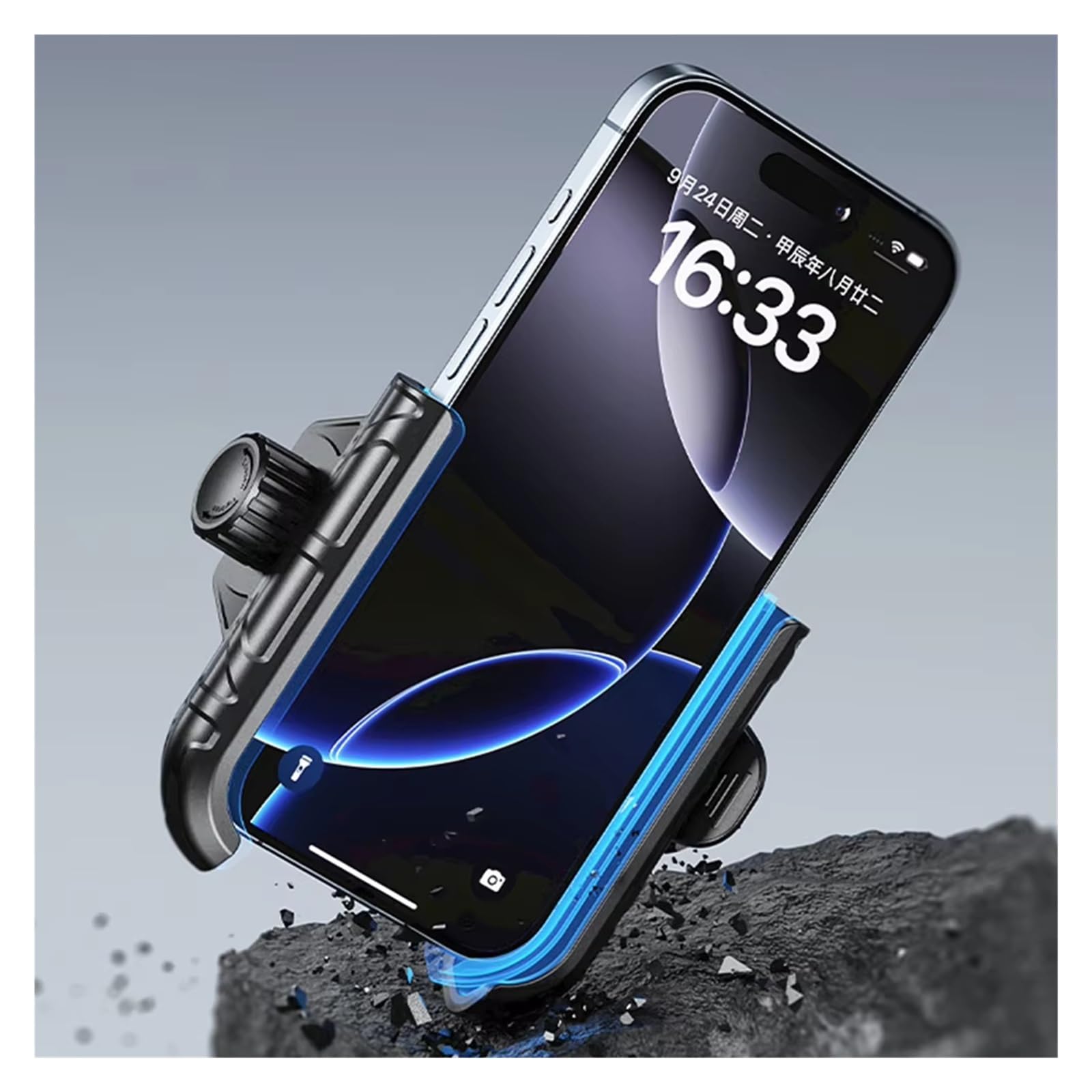 Support Navigation Support De Téléphone pour Moto Largeur Réglable Verrouillage Rapide pour Vélo Poussette Scooter 5,4 À 7,2 Pouces Support Plaque Navigation GPS(Handblebar)