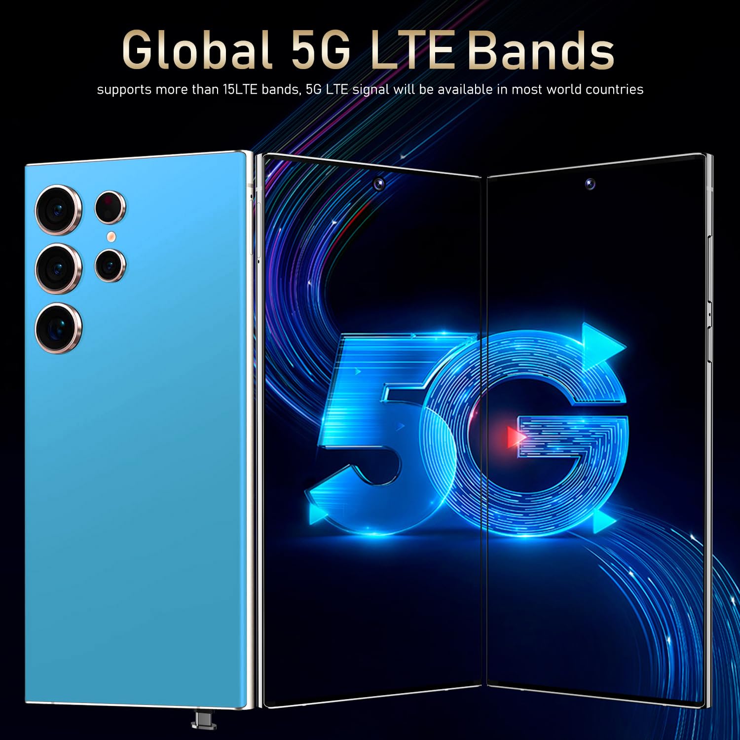 I25 Ultra 5G Unlocked Smartphone,Android 13.0 12GB+512GB Fully Unlocked Cell Phone Built in Pen The Phone,Battery 6800mAh 6.99" HD Screen,48MP+108MP Camera/Dual SIM/Face (Sky Blue 12GB+512GB)