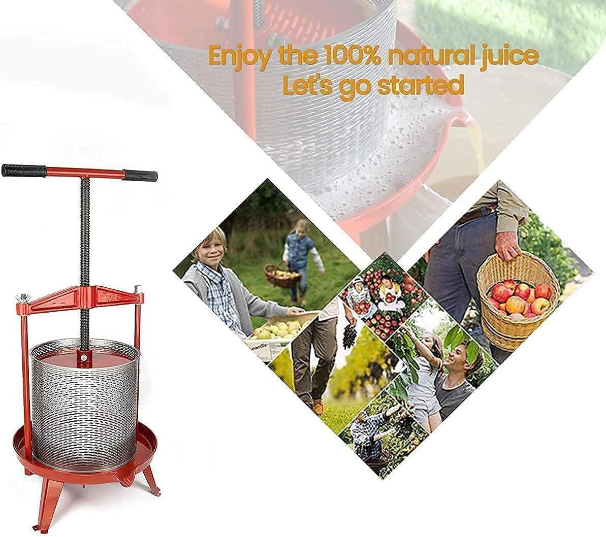 Fruit Wine Press and Crusher,100% Nature Apple&Grape&Berries Crusher Manual Juice Maker for Kitchen