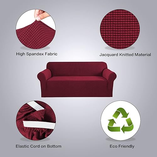 Miniatura 3 de HVERSAILTEX - Fundas elásticas para sofá funda protectora removible para sofá 1 pieza tela de licra elástica y jacquard con textura cuadriculada con