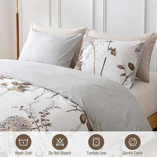 Miniatura 125 de Lekesky Juego de funda de edredón tamaño King, de microfibra suave, bohemio, azteca, azul, bohemio, con cierre de cremallera, lazos en las esquinas