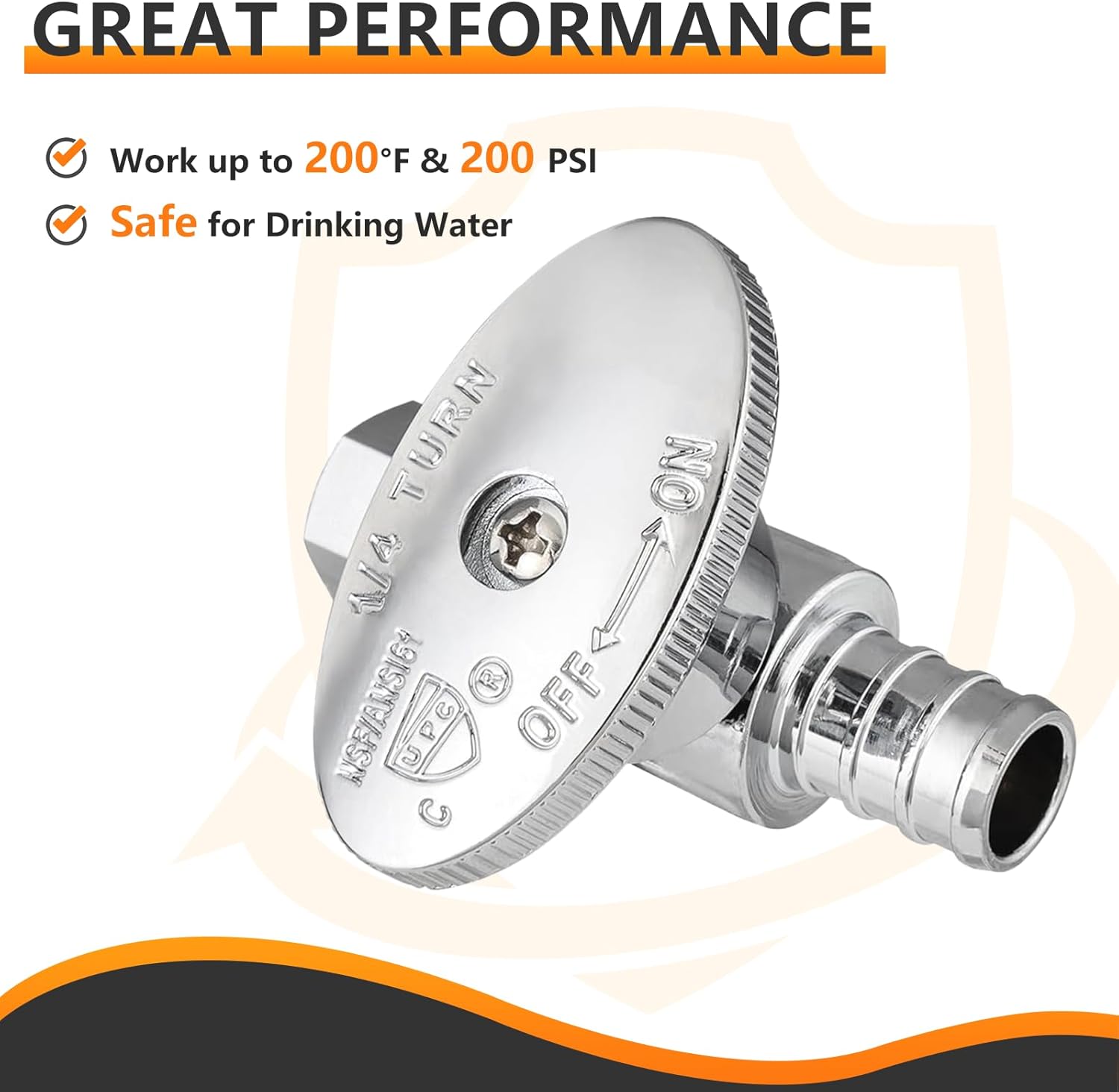 10-PCs HeSun Pex Straight Stop Valve, 1/2" PEX x 3/8" OD Compression Straight Stop, 1/4 Turn Shut Off Valve for Bathroom, ASTM F1807(VALVE085-10)