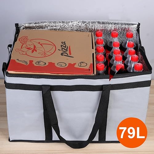 Miniatura 4 de Bodaon Paquete de 4 bolsas aisladas para entrega de alimentos, bolsa de aislamiento de alimentos para alimentos fríos y calientes, bolsas térmicas