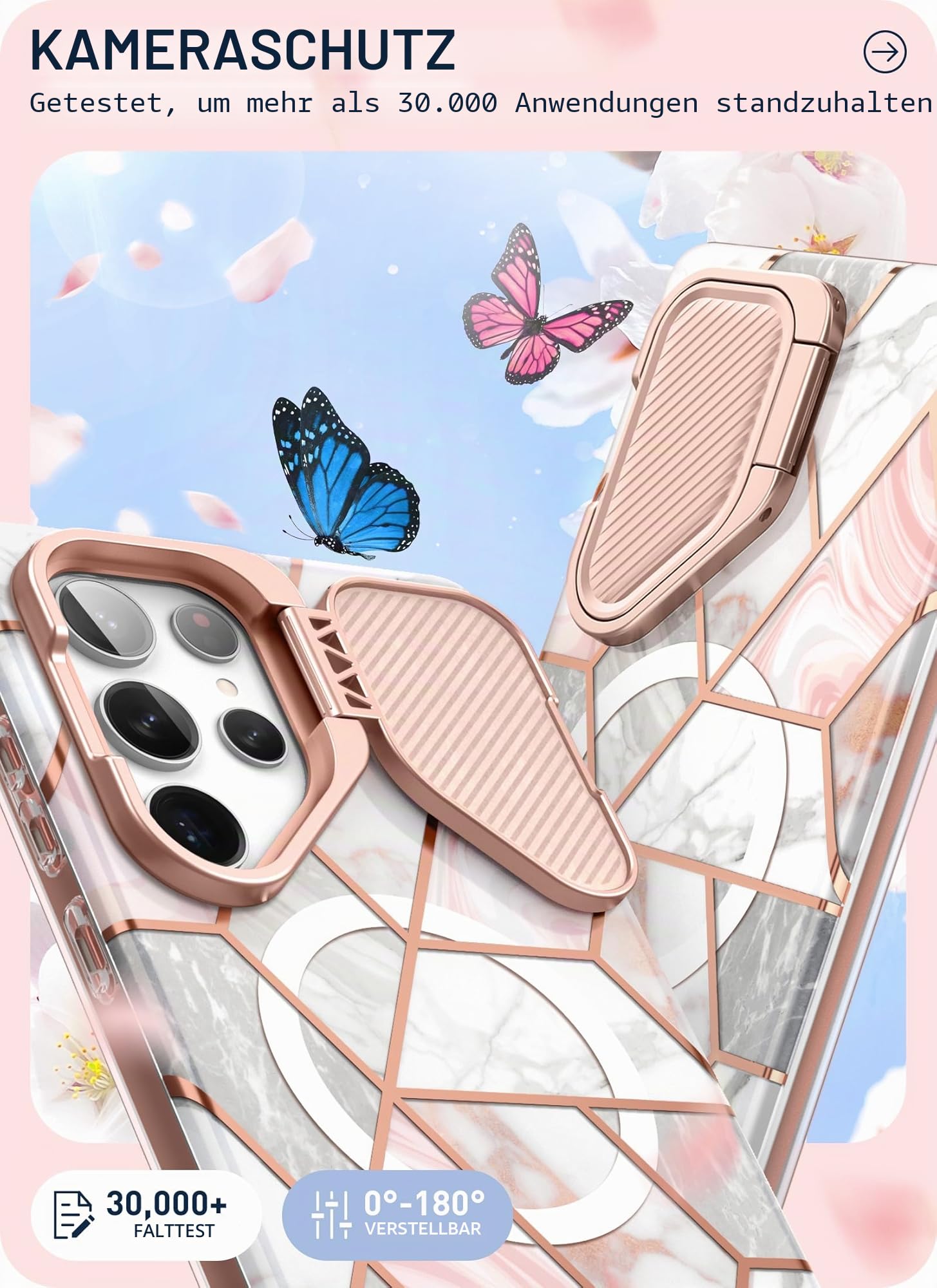 i-Blason Cosmo Schutzhülle für Samsung Galaxy S24 Ultra mit Kamera-Abdeckung, Ständer, [unterstützt MagSafe], stilvolle 360-Grad-Vollschutzhülle mit Displayschutzfolie und Ständer, magnetische